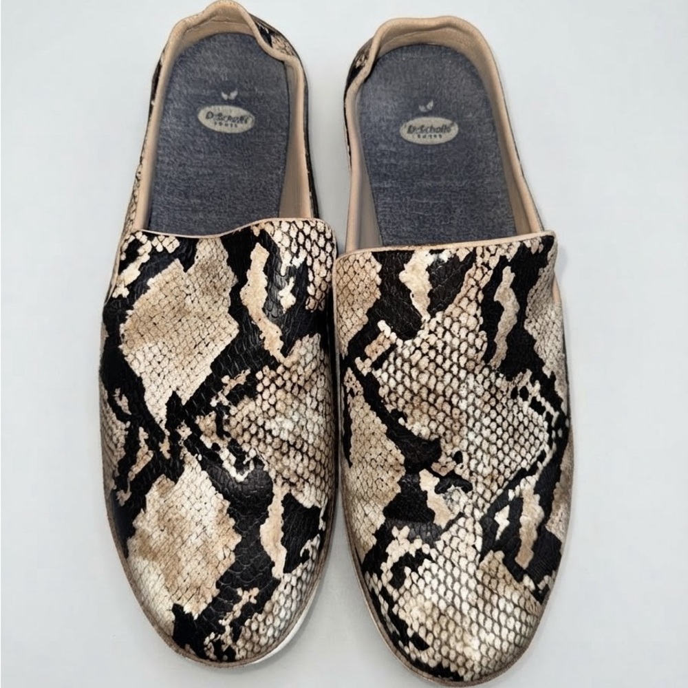 Dr. Scholl's Snakeskin Print Slip-On Mules - Size 9.5